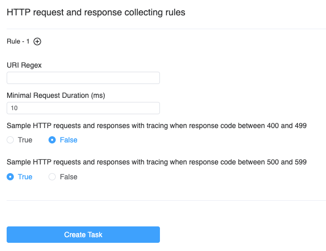 Figure 14: Create network profiling task page.